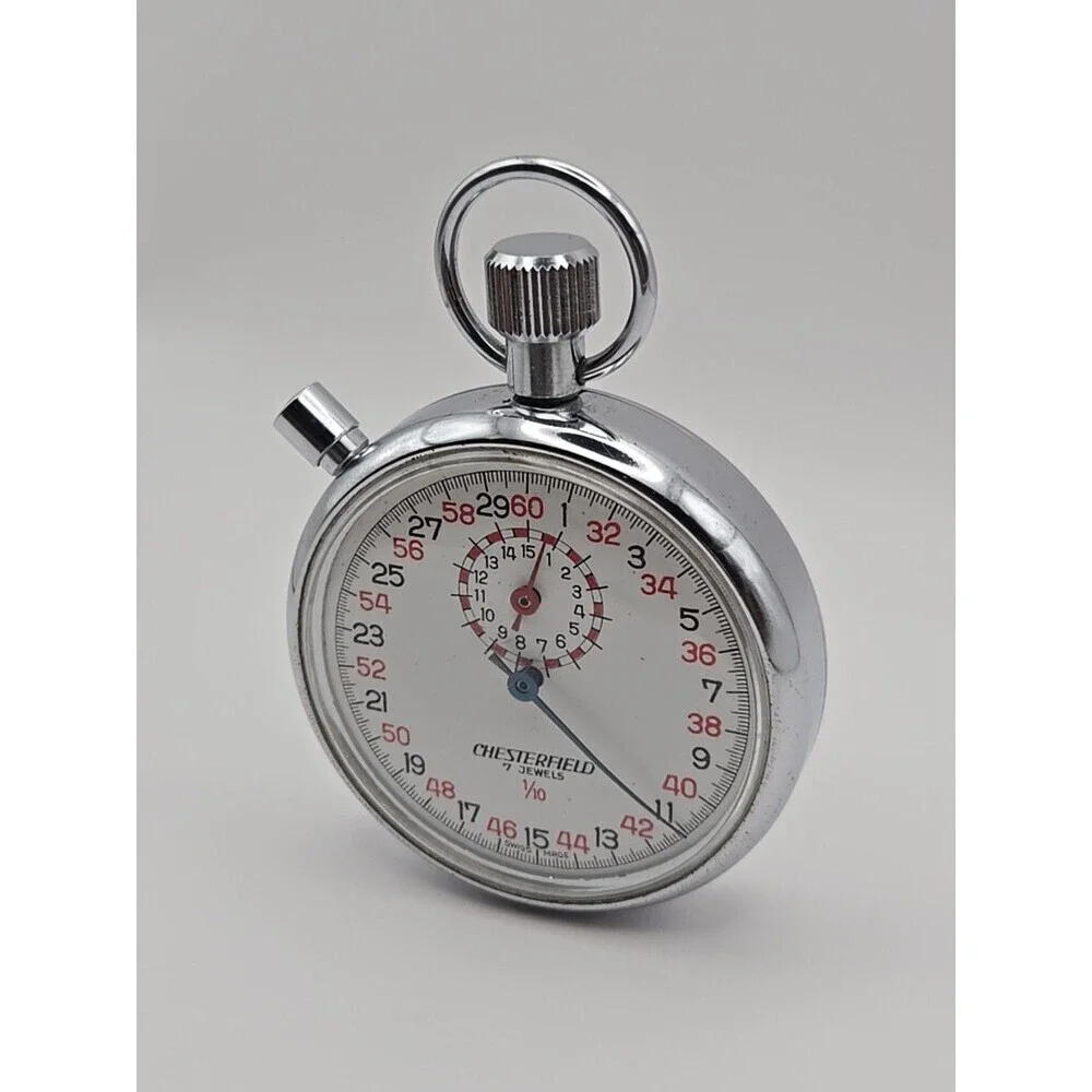 Vintage Chesterfield Swiss Mechanical Stopwatch 7 Jewel 1/10 Sport Timer